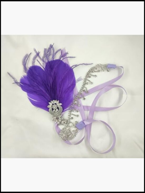 Vintage Flapper Headpiece Feather Hair Clip Gatsby Costume Headband Tea Party main image 4